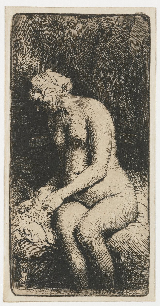 Donna che si lava i piedi in un ruscello da Rembrandt van Rijn