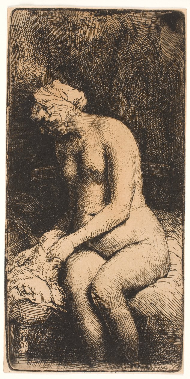 Donna che si lava i piedi in un ruscello da Rembrandt van Rijn
