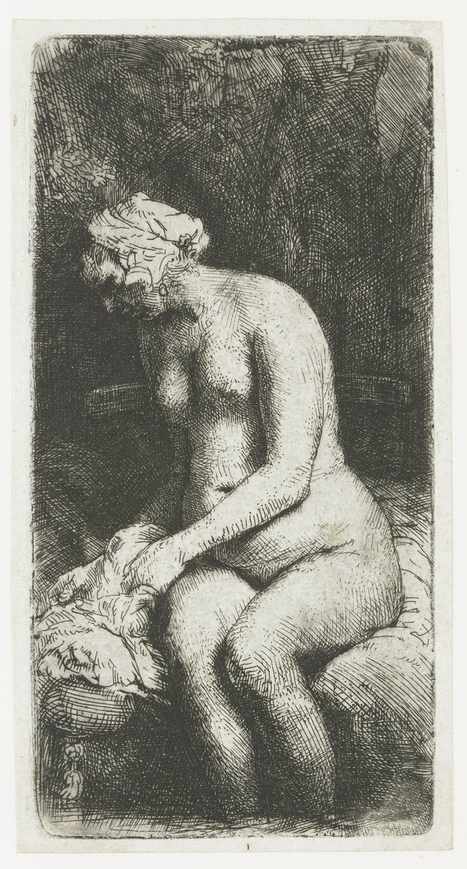 Donna che si lava i piedi in un ruscello da Rembrandt van Rijn