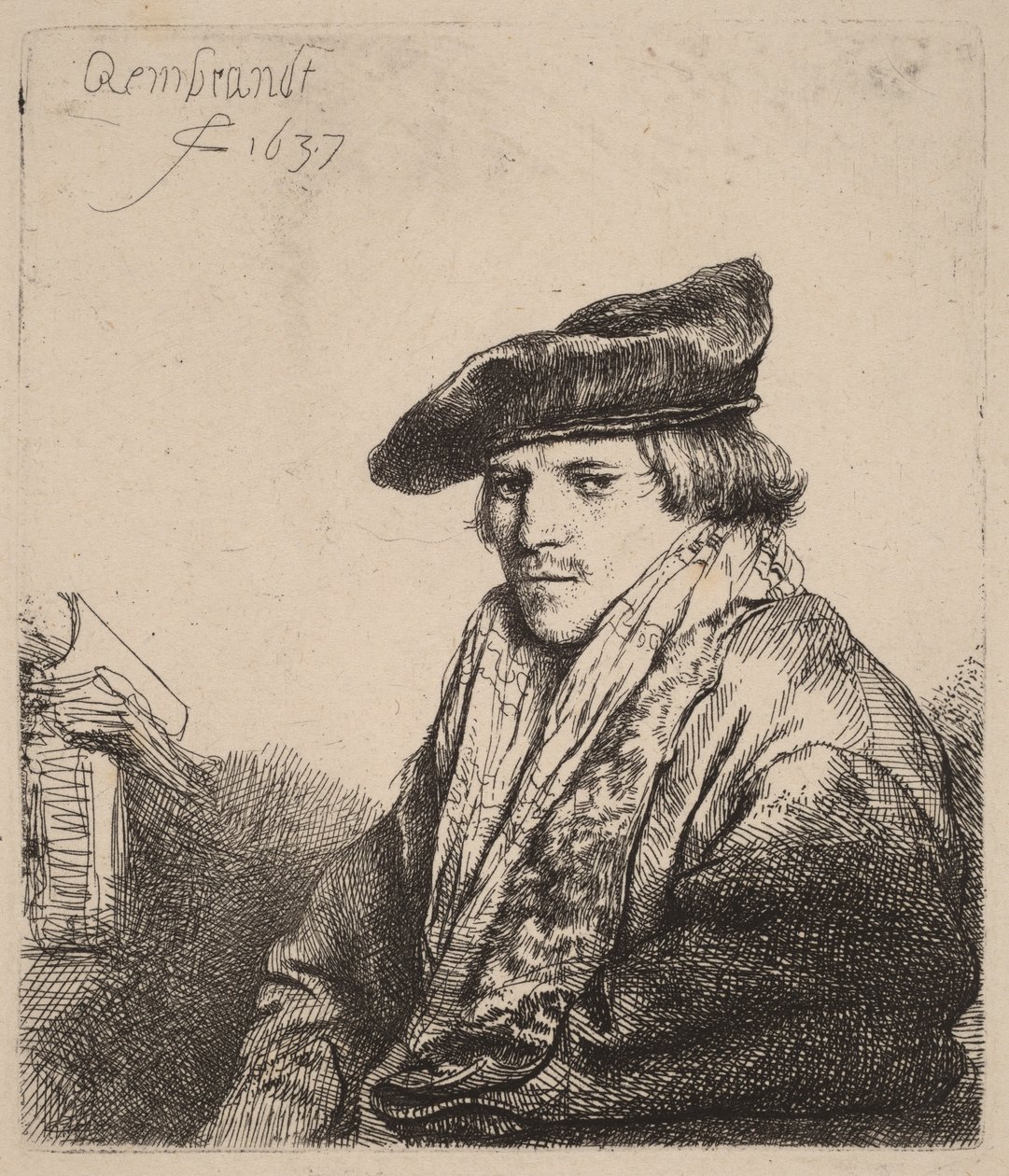 Giovane con un berretto di velluto (Petrus Sylvius) da Rembrandt van Rijn
