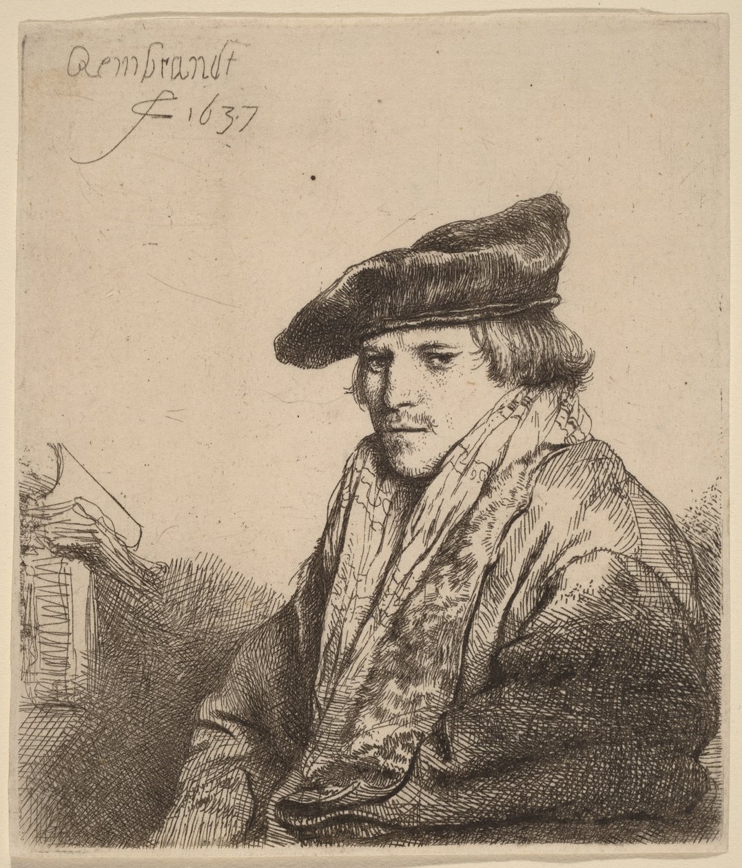 Giovane con un berretto di velluto (Petrus Sylvius) da Rembrandt van Rijn