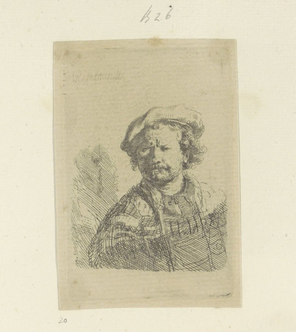 Autoritratto con berretto e mantello decorato da Rembrandt van Rijn