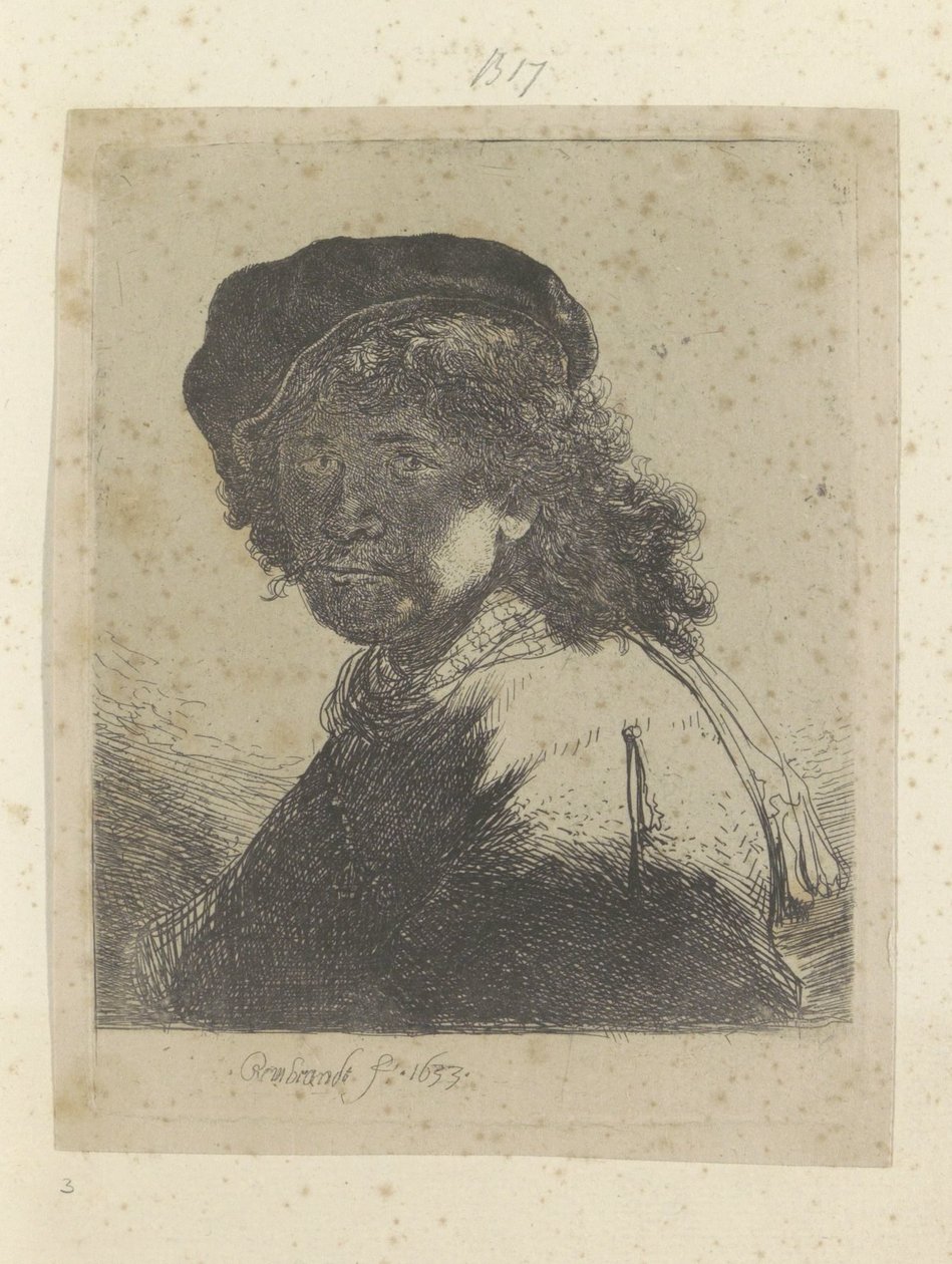 Autoritratto con berretto e sciarpa, il viso in ombra da Rembrandt van Rijn