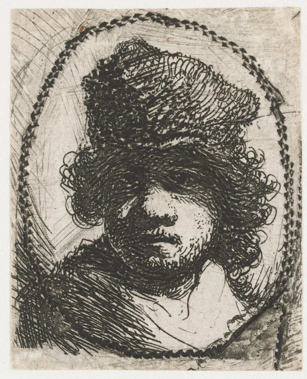 Autoritratto con cappello di pelliccia da Rembrandt van Rijn