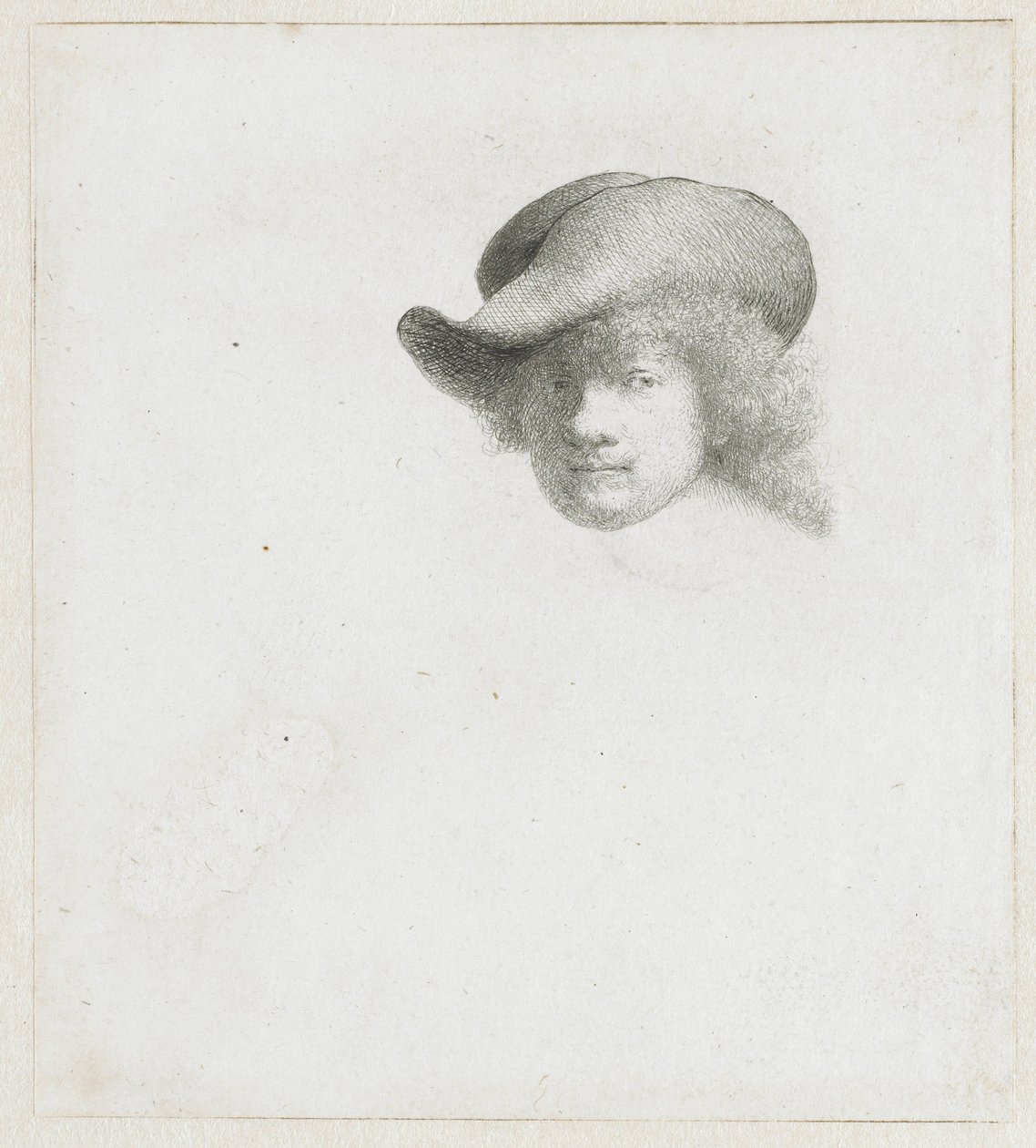Autoritratto con cappello floscio e mantello decorato da Rembrandt van Rijn