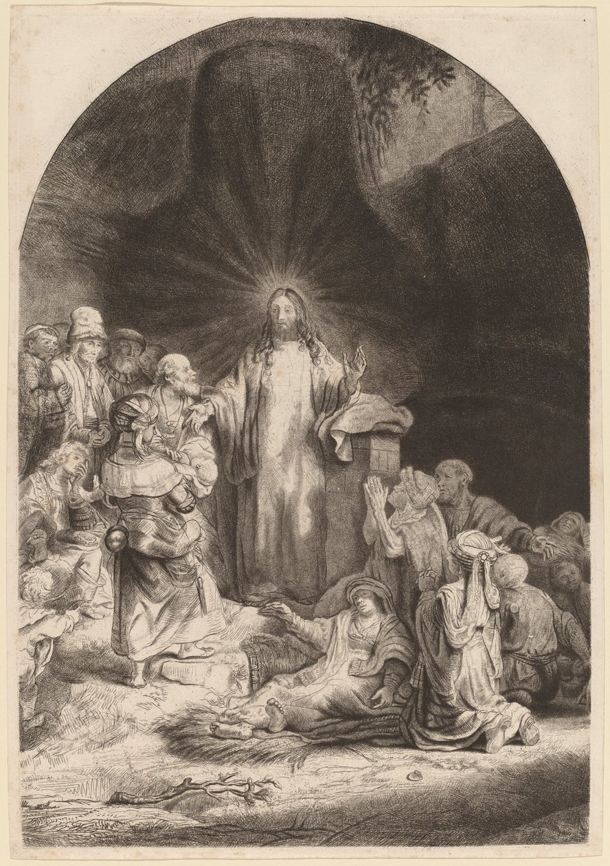 Cristo che predica e guarisce (Frammento dalla stampa dei cento fiorini) da Rembrandt van Rijn and William Baillie