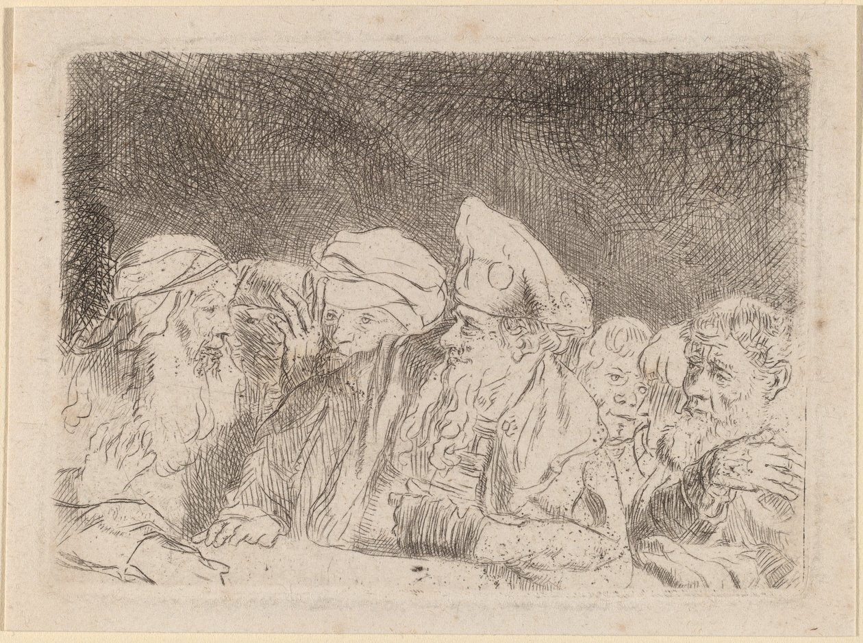 I farisei che discutono (Frammento dalla stampa dei cento fiorini) da Rembrandt van Rijn and William Baillie