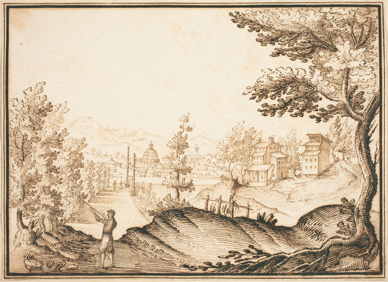 Paesaggio con un edificio a cupola da Remigio Cantagallina