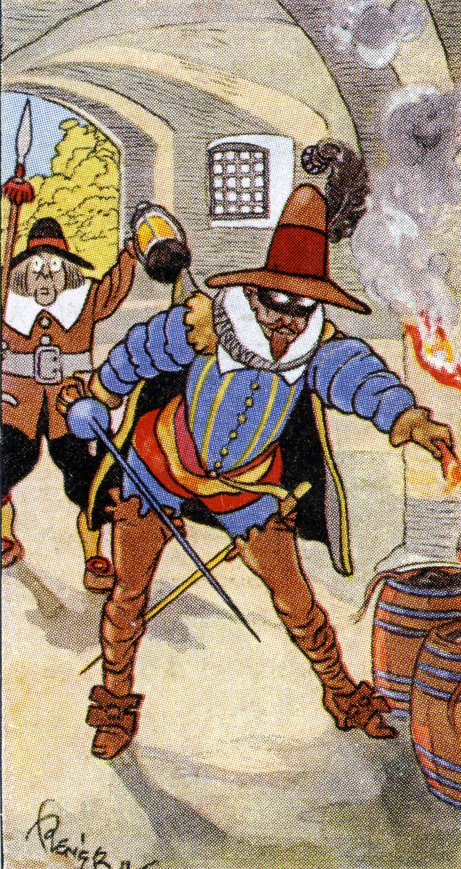 Scoperta della congiura delle polveri e cattura di Guy Fawkes, 1936 da René Bull