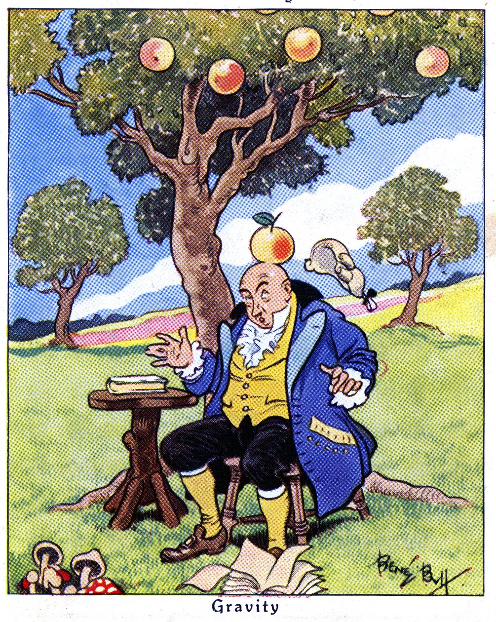 Isaac Newton scopre la gravità, 1936 da René Bull