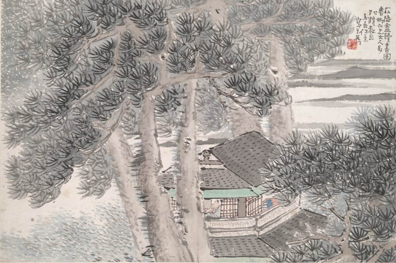 Lettura allo Studio del Pino Isolato (Song yin an) da Ren Xun