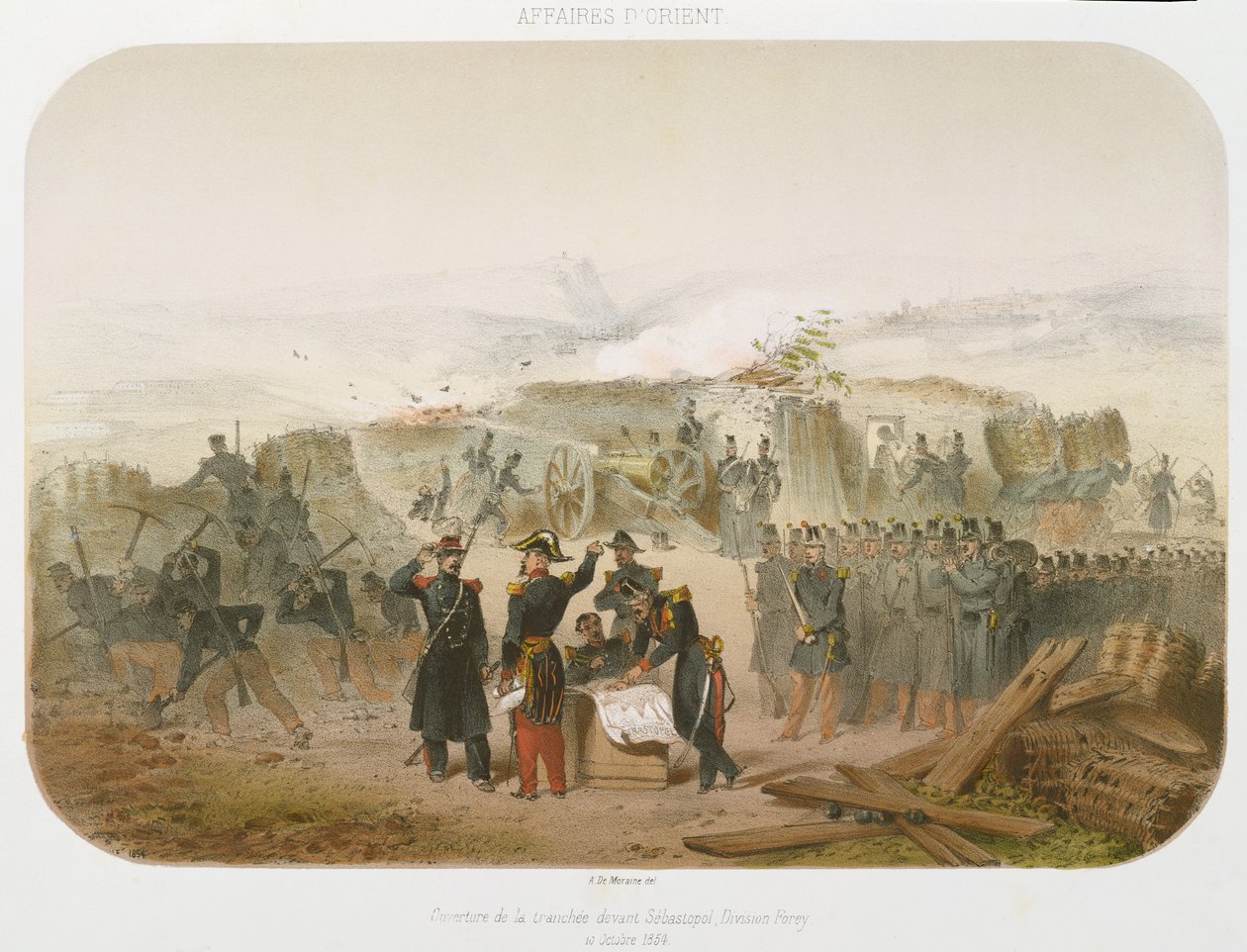 Costruzione di una trincea davanti a Sebastopoli, 10 ottobre 1854 da Rene Demoraine