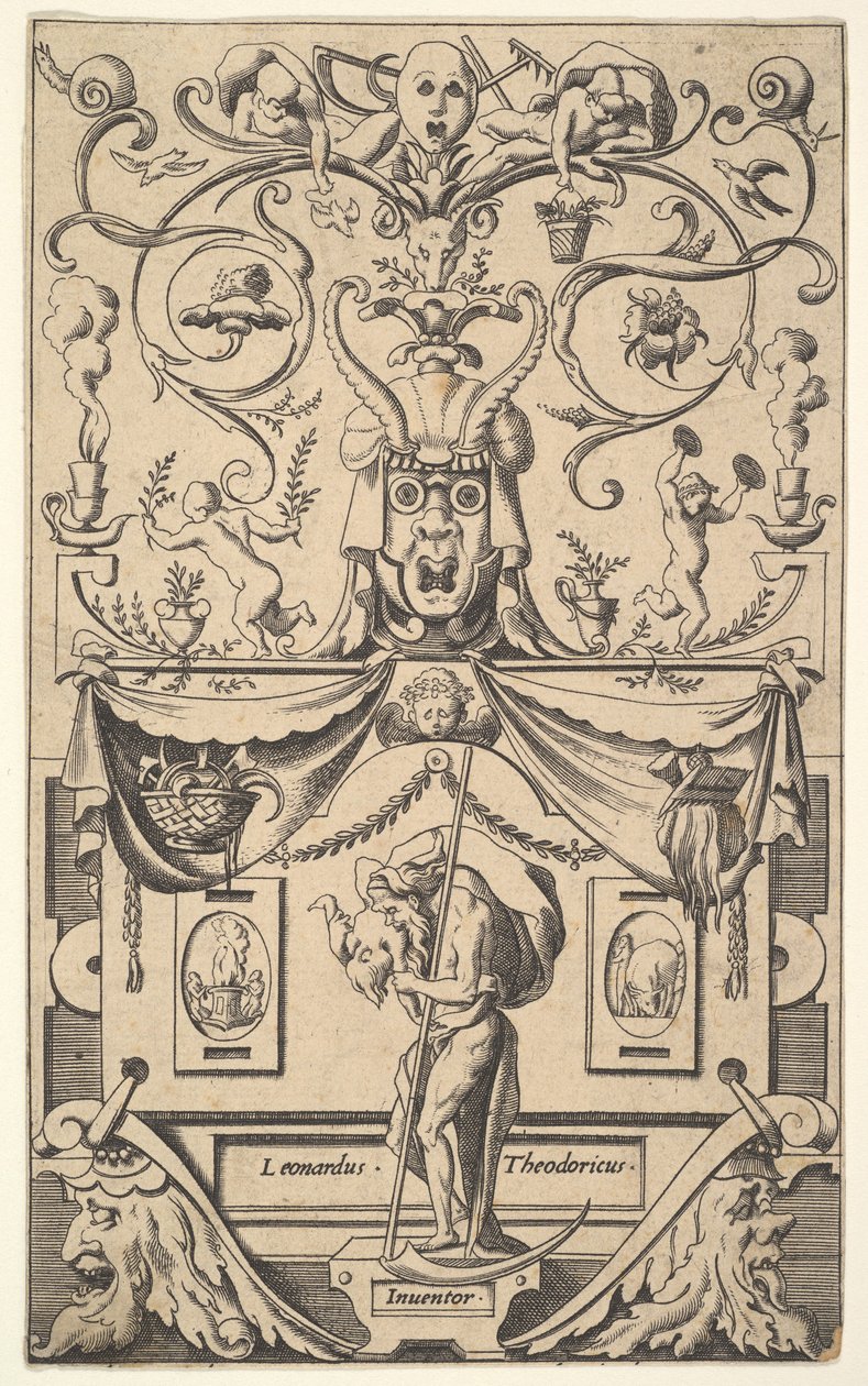 Pannello con figura di Saturno, tavola 1, ca. 1550-65 da Rene Boyvin