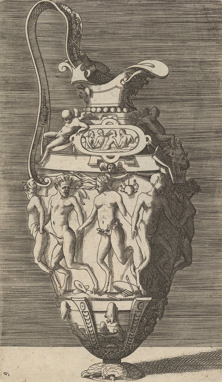 Vaso con donne danzanti e satiri, fine XVII secolo da Rene Boyvin