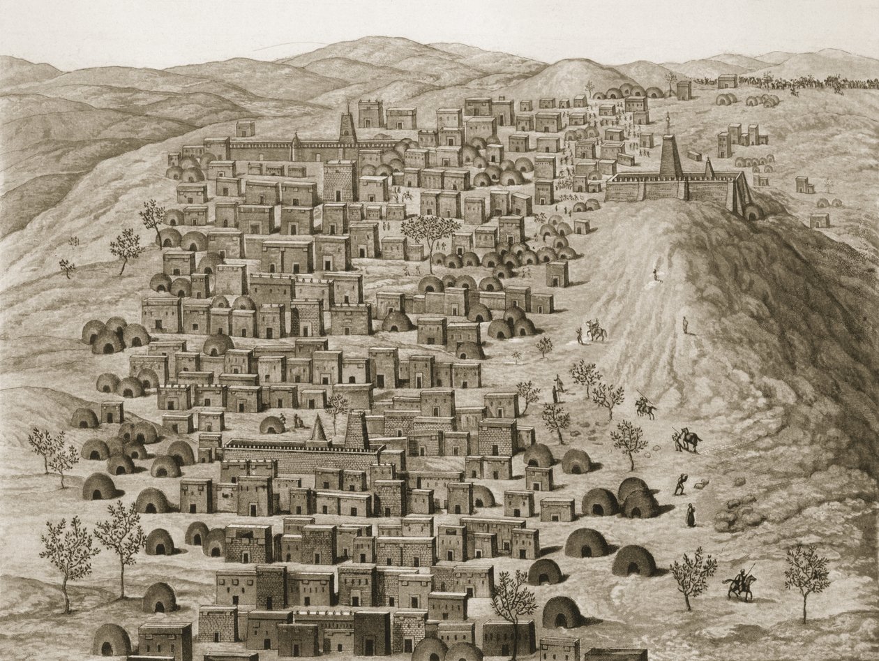 Veduta di parte della città di Timbuktu da una collina, illustrazione dal Journal dun Voyage a Tombouctou et a Jenne, 1830 da Rene Caillie