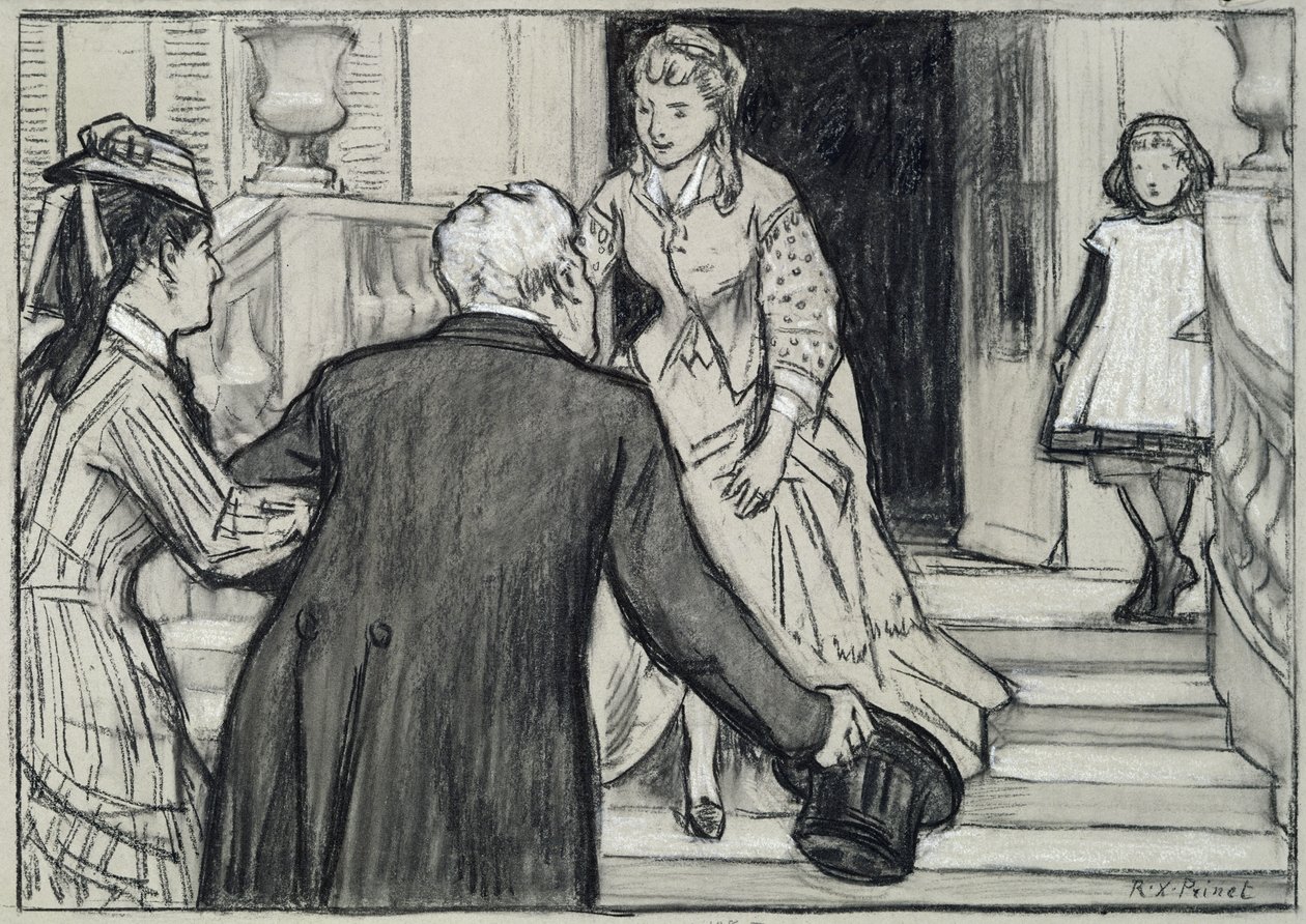 La visita, illustrazione da La Jeune Fille Bien Élevée di René Boylesve da René François Xavier Prinet