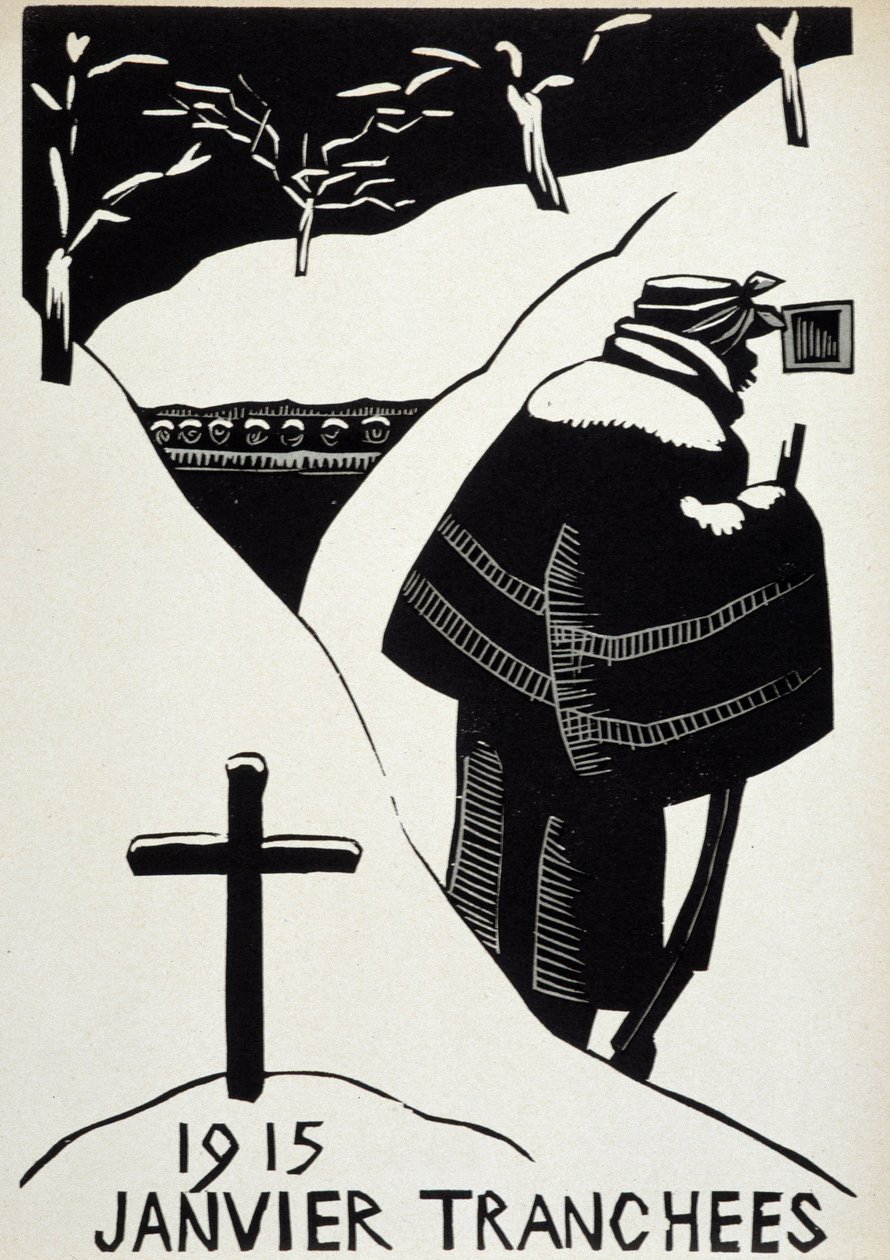 Gennaio 1915: le trincee - in "Calendario della Guerra", ill. di Herman-Paul, Librairie Lutetia, Parigi da Rene George Hermann Paul