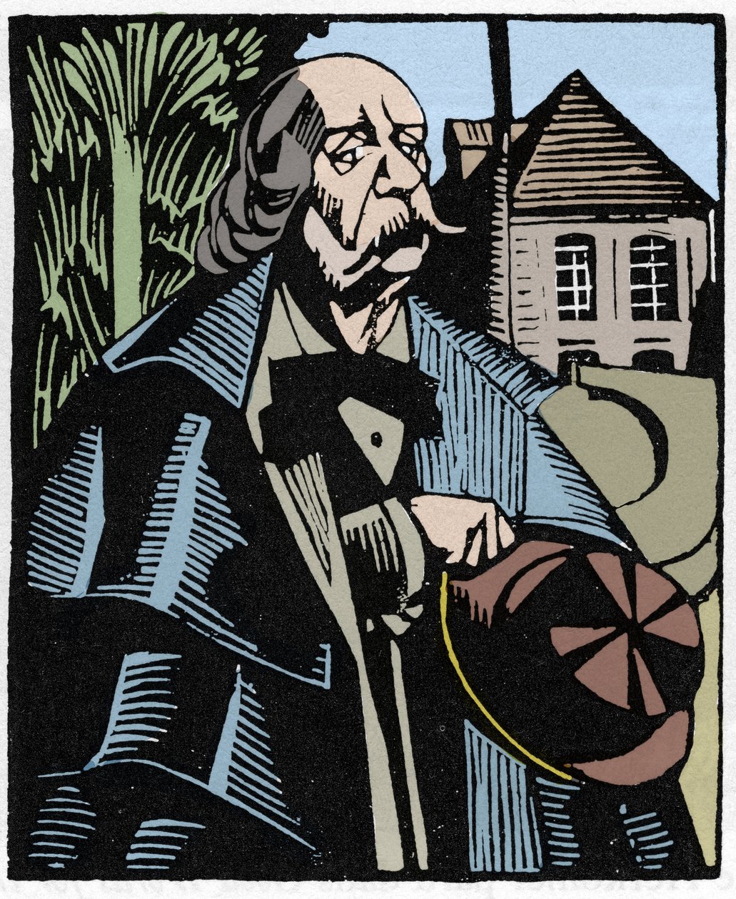 Ritratto di Gustave Flaubert. Incisione su legno di Hermann-Paul per il libro di Louis Bertrand 