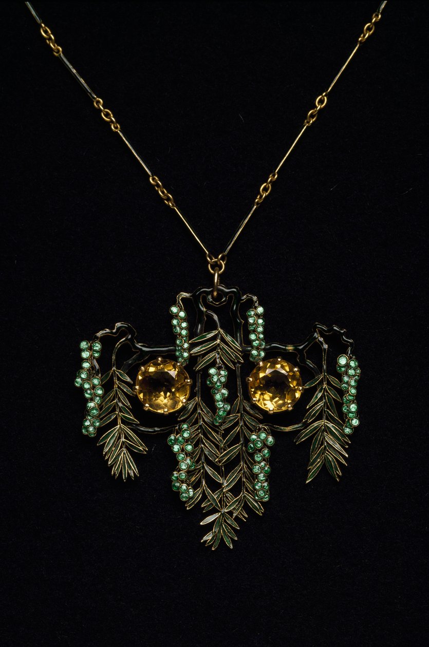 Art Nouveau: collana in oro, topazio e smalti da Rene Jules Lalique