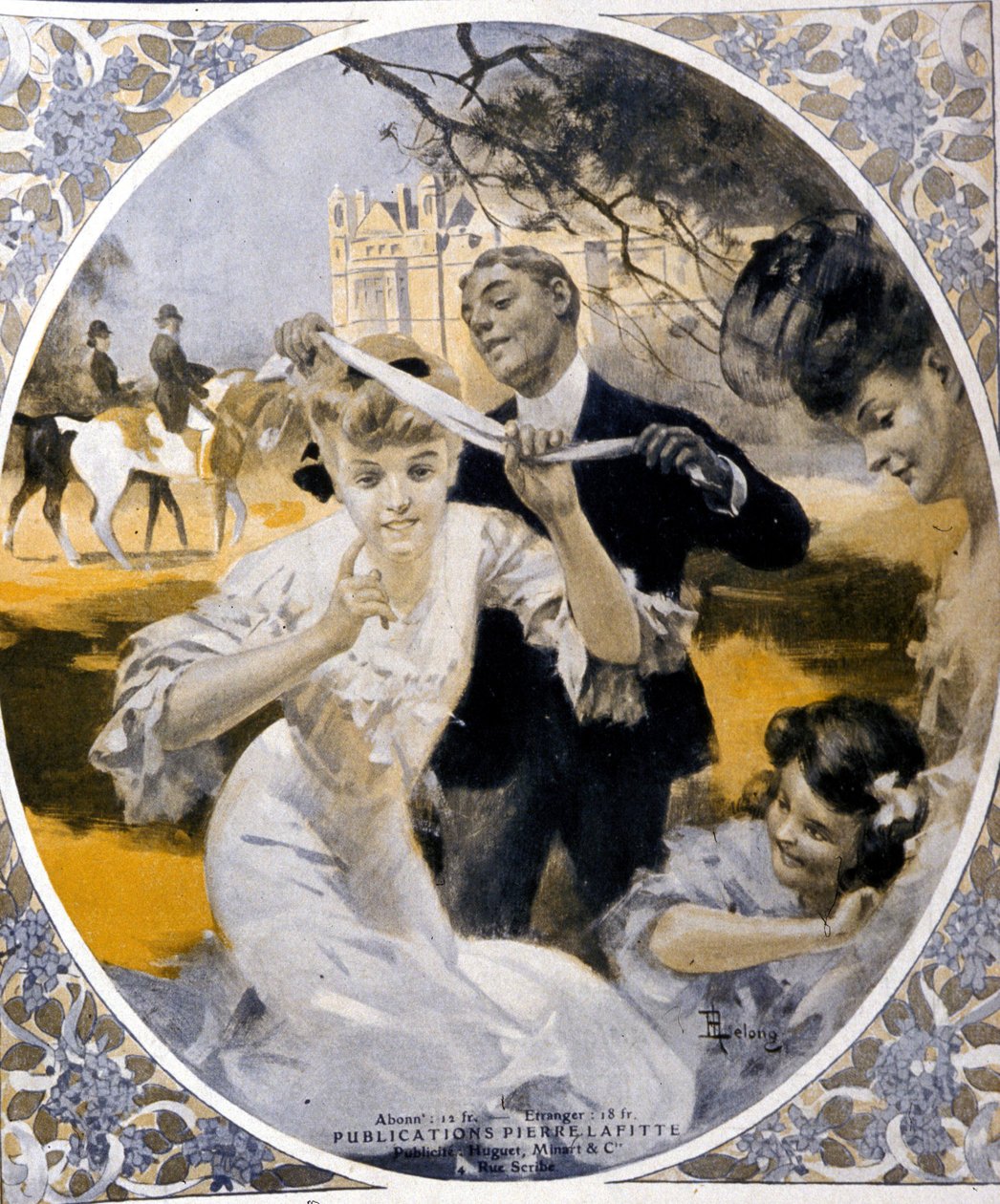 Giochi da giardino: preparazione di un gioco di rete di hake, inizio del secolo. Illustrazione di Rene Lelong da Rene Lelong