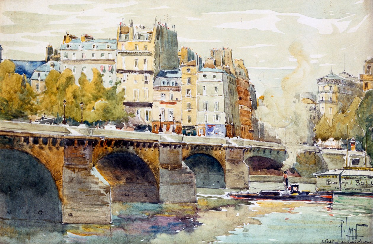 Il nuovo ponte e il molo del Louvre da Rene Leverd