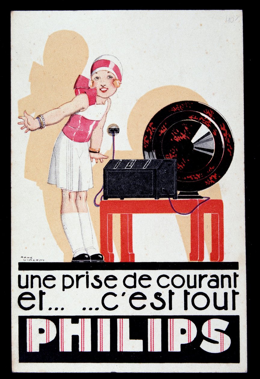 Pubblicità per il set radio Philips, c.1930 da Rene Vincent
