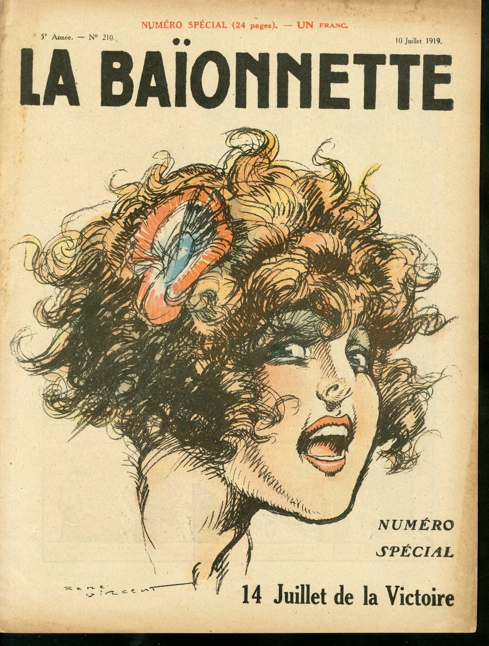 Copertina di "La Baionnette", numero 210, satirico a colori da Rene Vincent