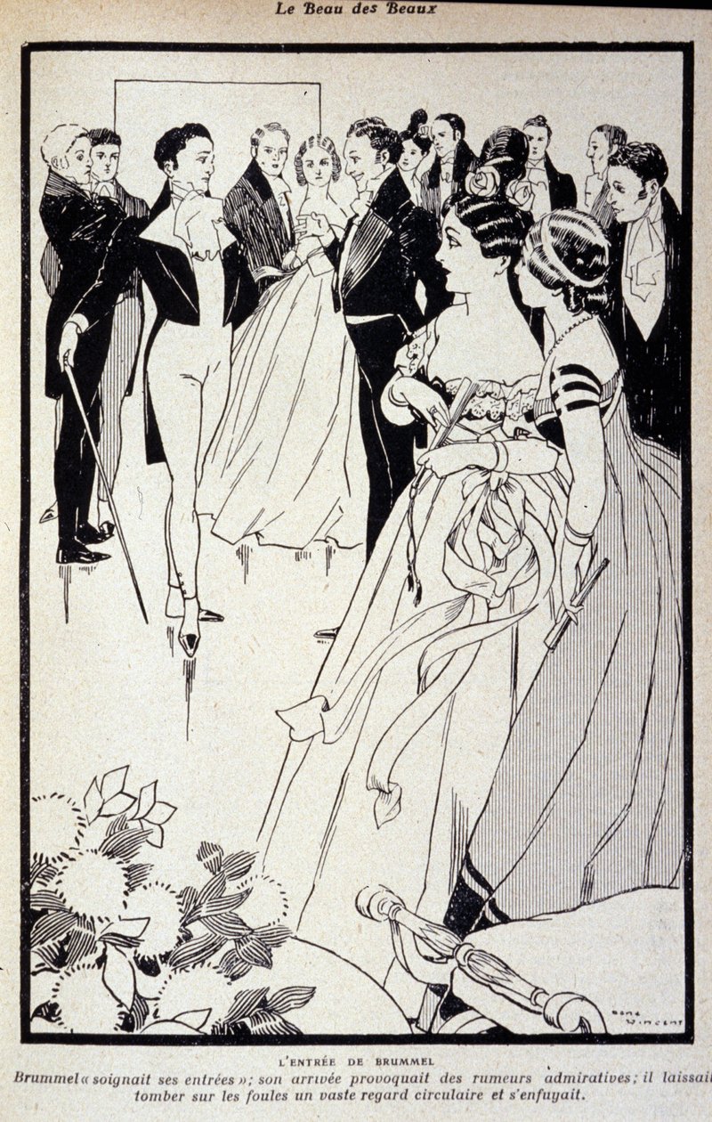 Rappresentazione di George Bryan Brummel noto come il Beau Brummel (1778 - 1840), il Re dei Dandy. Illustrazione di René Vincent. XIX secolo da Rene Vincent