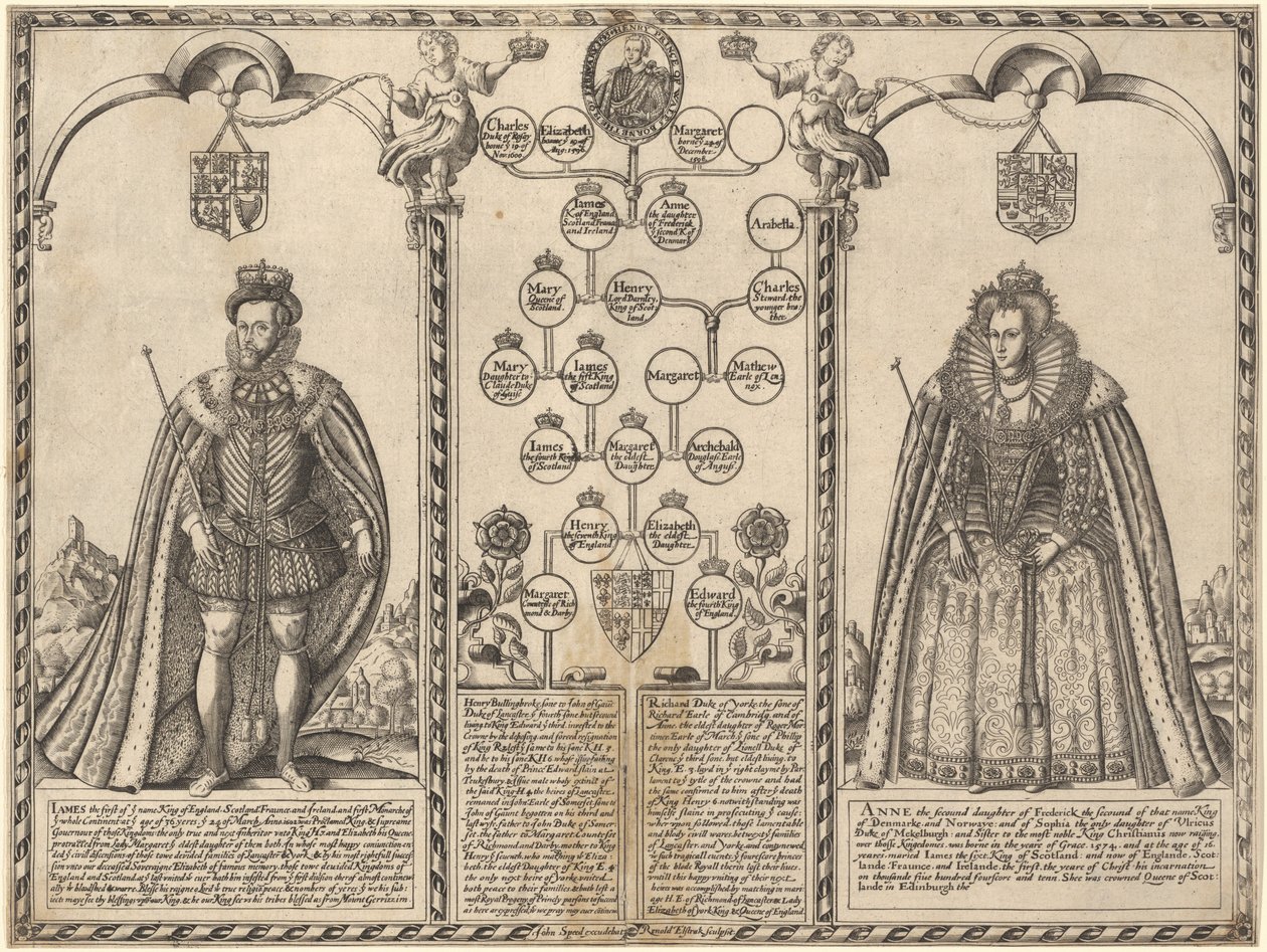 Giacomo I e Anna di Danimarca da Renold Elstrack
