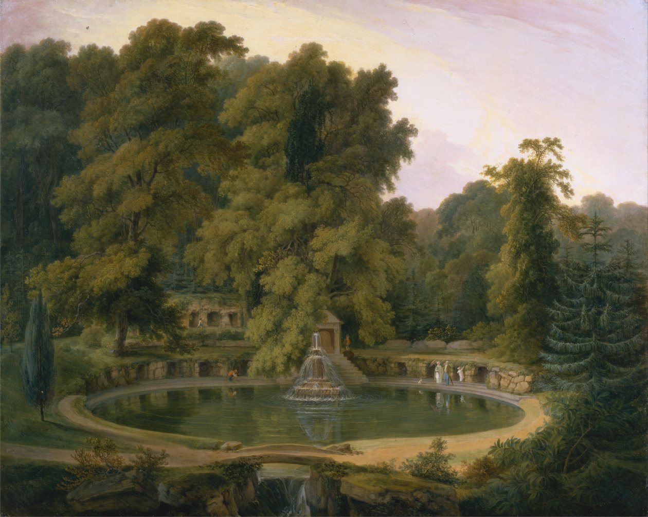Tempio, fontana e grotta nel parco di Sezincote da Rev. Edward Thomas Daniell