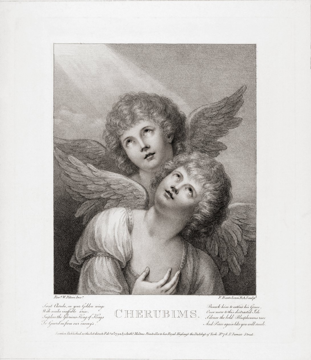 Due cherubini. Due angeli. da Rev. Matthew William (after) Peters