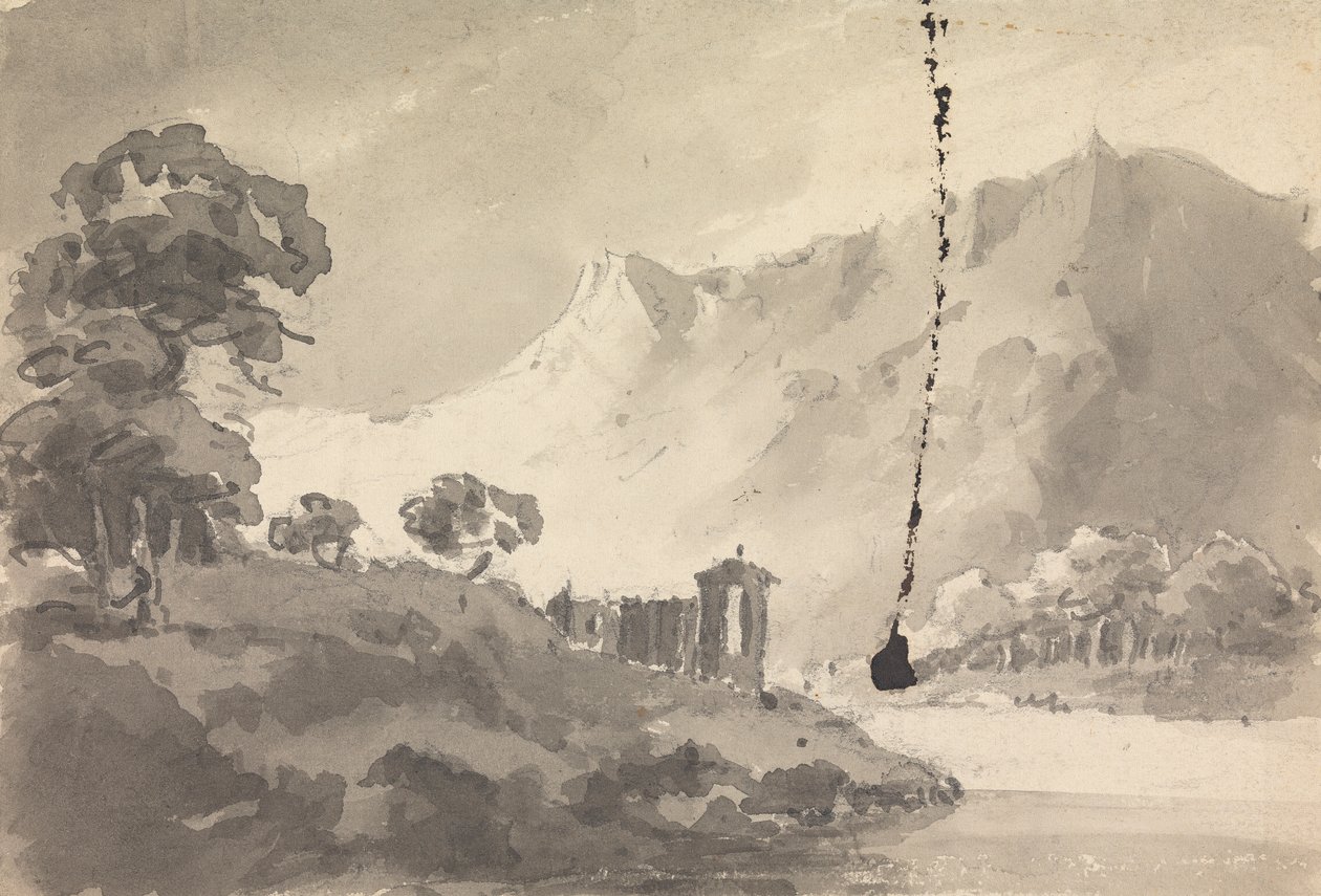 Paesaggio con castello, fiume e montagna da Rev. William Gilpin