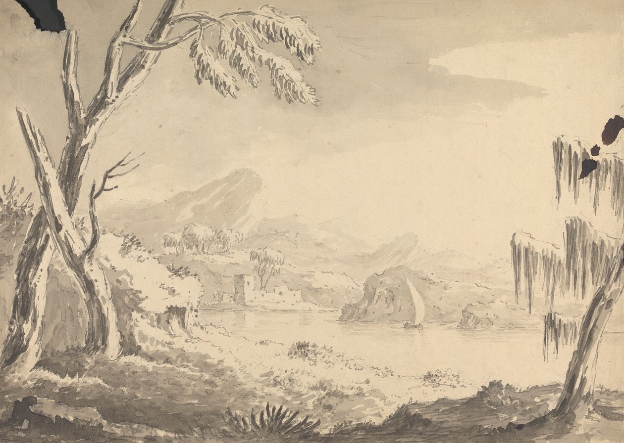 Paesaggio con castello sulla riva del fiume da Rev. William Gilpin