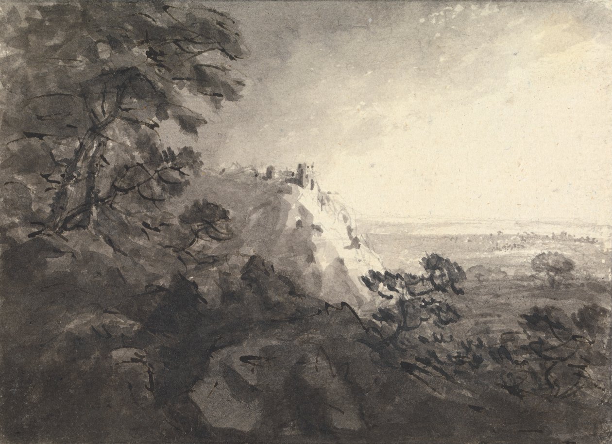 Paesaggio con un castello su una collina in lontananza da Rev. William Gilpin