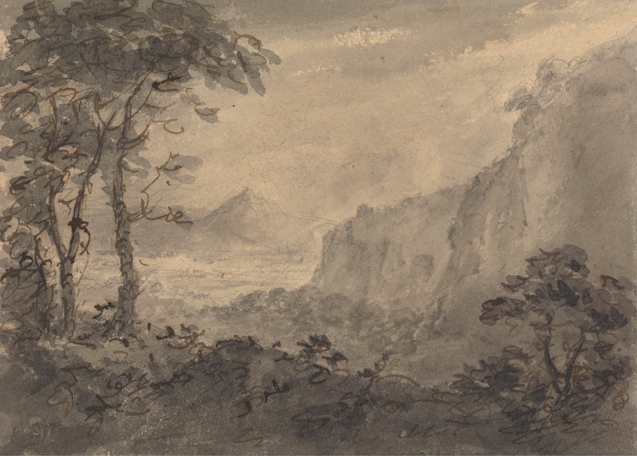 Paesaggio montuoso con alberi - Alte rupi a destra da Rev. William Gilpin
