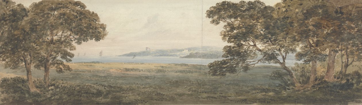 Paesaggio boscoso con vista su un estuario da Rev. William Gilpin