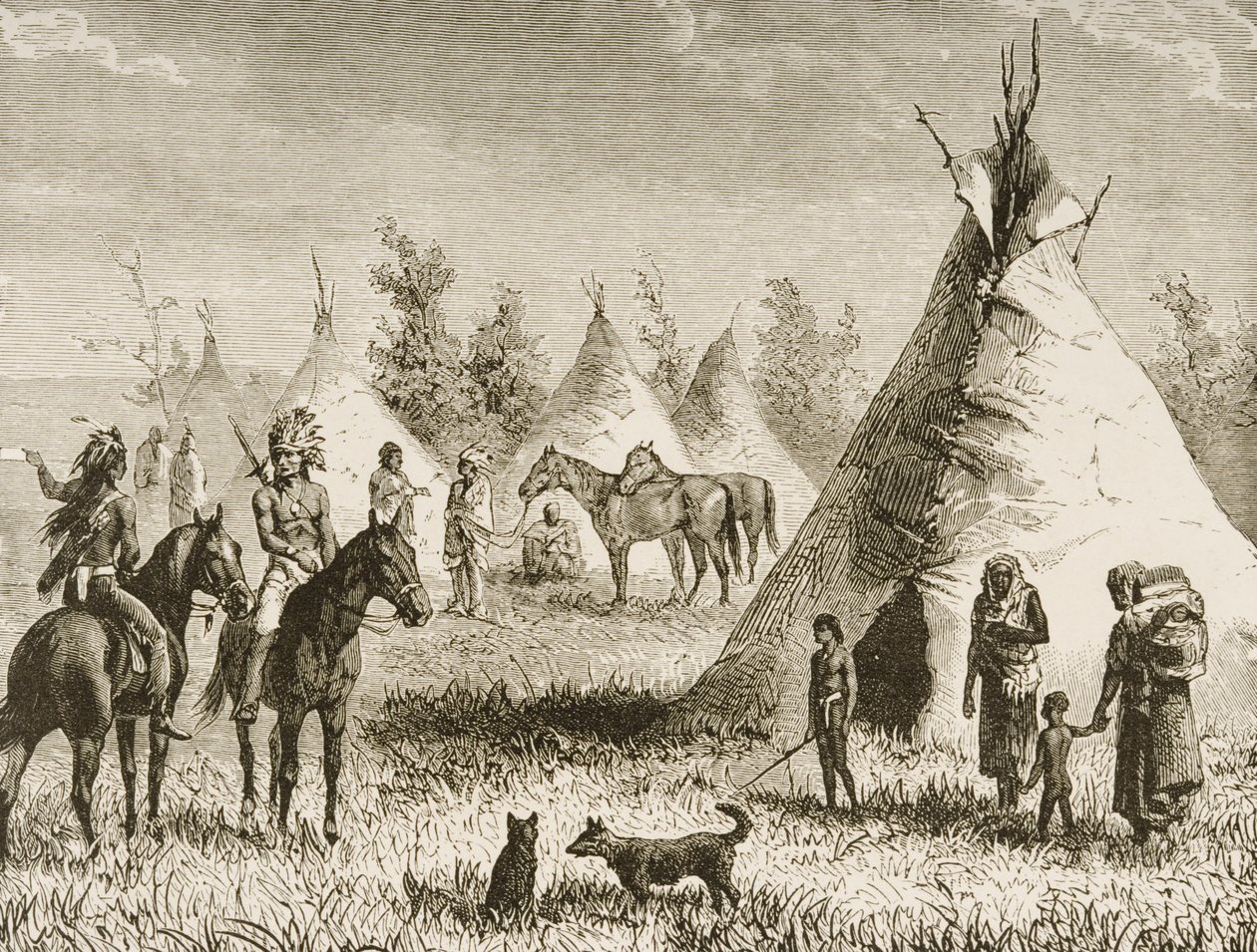 Un villaggio Sioux, c.1880 da Reverend Samuel Manning