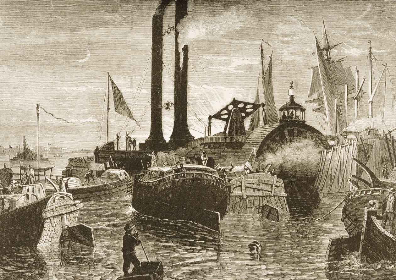 Una flotta di grano nel porto di New York negli anni 1870, c.1880 da Reverend Samuel Manning
