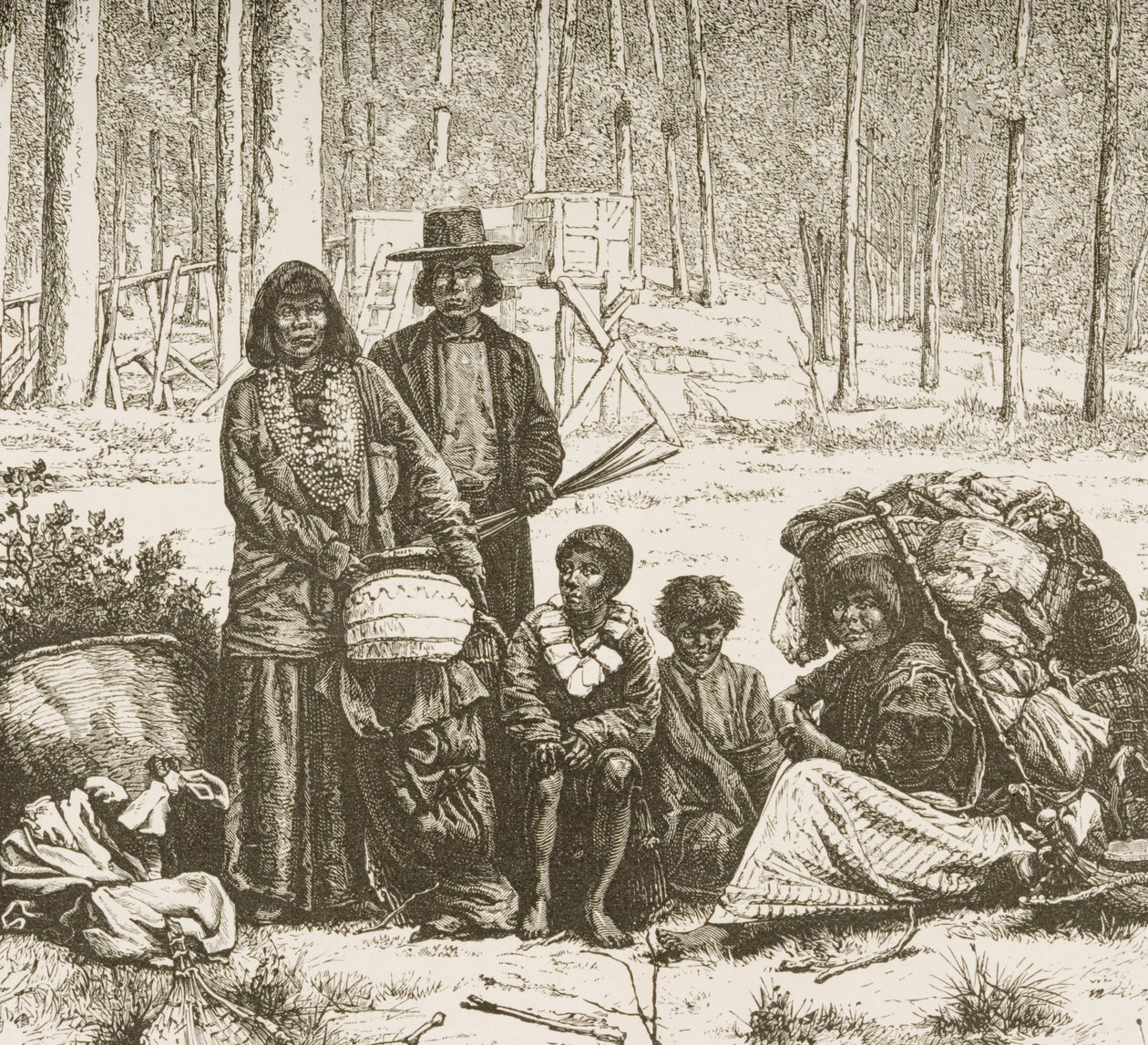 Gruppo familiare di nativi americani a ovest delle Montagne Rocciose, c.1880 da Reverend Samuel Manning