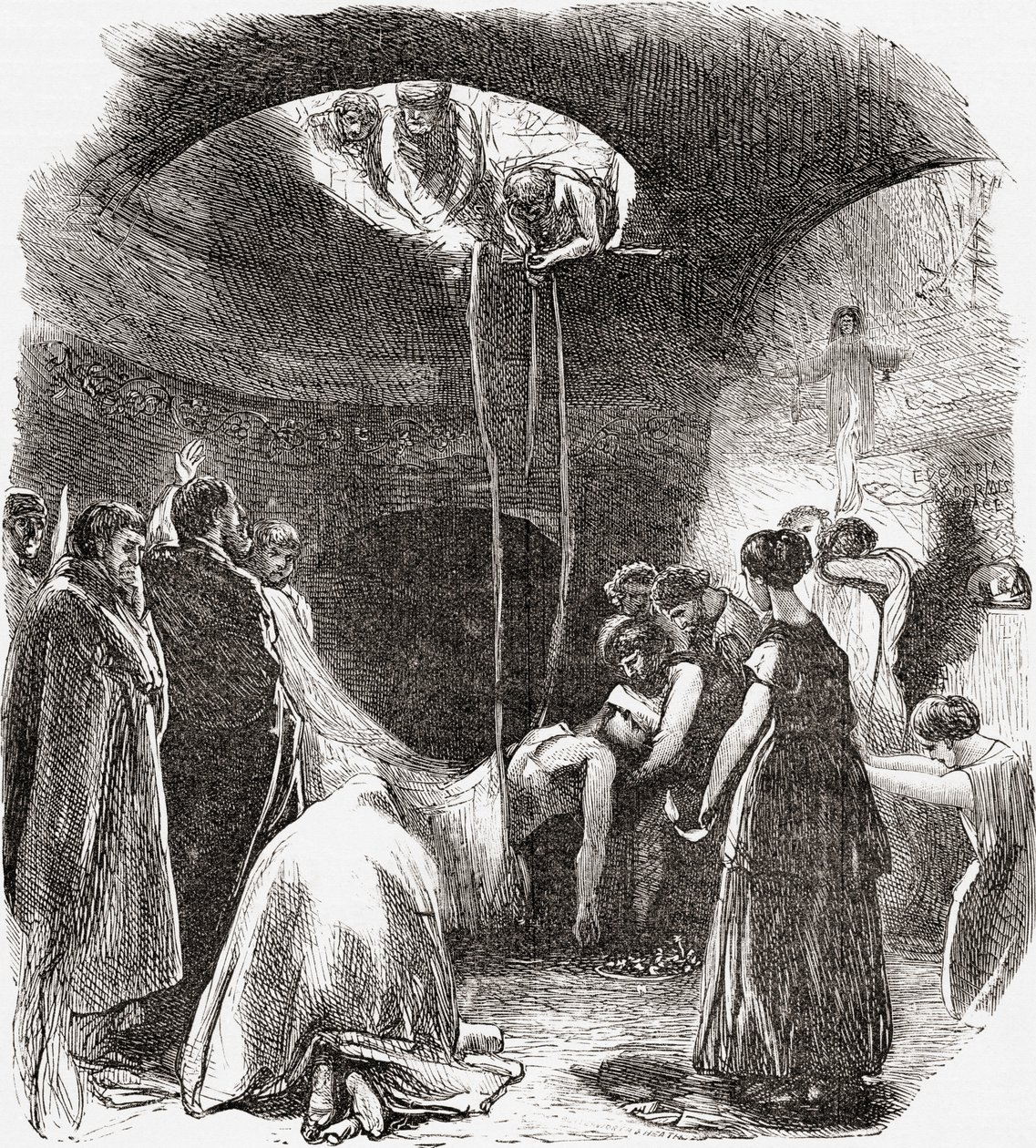 Una sepoltura cristiana precoce nelle Catacombe di Roma, Italia. Da Immagini Italiane di Rev. Samuel Manning, pubblicato c.1890. da Reverend Samuel Manning