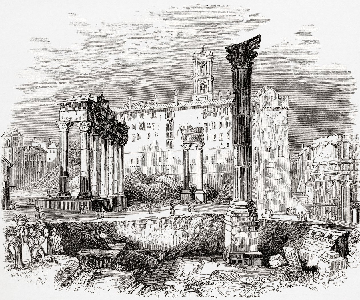 Nel Foro, guardando verso il Campidoglio, Roma, Italia, alla fine del XIX secolo. Da Immagini Italiane di Rev. Samuel Manning, pubblicato c.1890. da Reverend Samuel Manning