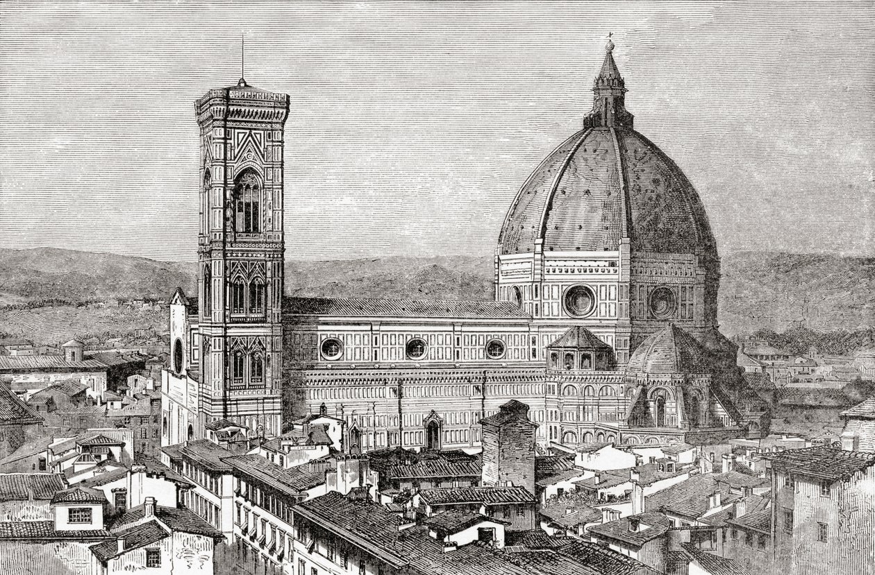 Il Duomo e il Campanile della Basilica di Santa Maria del Fiore, Piazza del Duomo, Firenze, Italia, fine XIX secolo da Reverend Samuel Manning