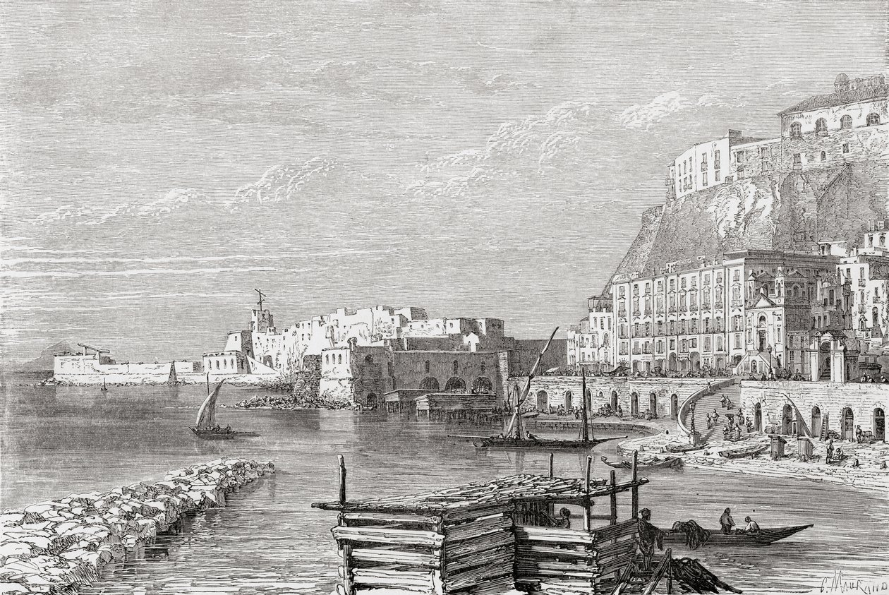 Il Molo di Santa Lucia, Napoli, Italia, alla fine del XIX secolo. Da Immagini Italiane di Rev. Samuel Manning, pubblicato c.1890 da Reverend Samuel Manning
