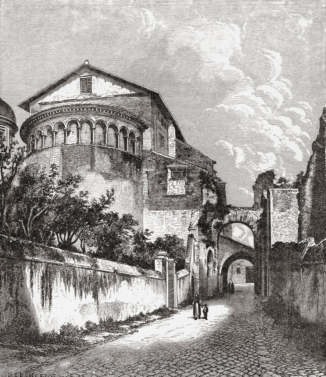 La chiesa dei Santi Giovanni e Paolo, Colle Celio, Roma, Italia, alla fine del XIX secolo. Da 