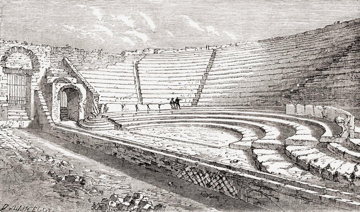 Il piccolo teatro, Pompei, Napoli, Italia Da Immagini Italiane di Rev. Samuel Manning, pubblicato c.1890 da Reverend Samuel Manning