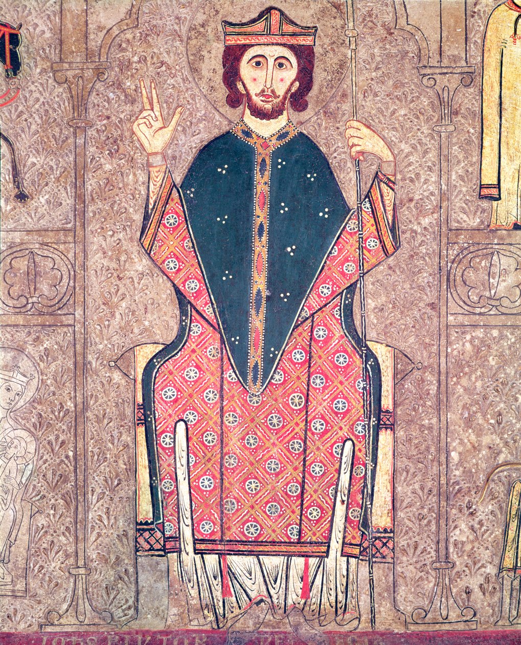 St. Martin von Tours, Detail von einem Altarfrontal aus der Kirche Saint Martin, Chia, 1150-1200 (Detail) von Ribagorça Workshop Johannes Pintor