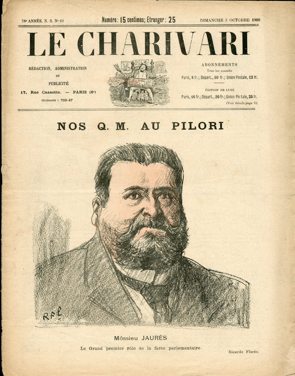 Copertina di "The Charivari", Satirico a colori da Ricardo Flores