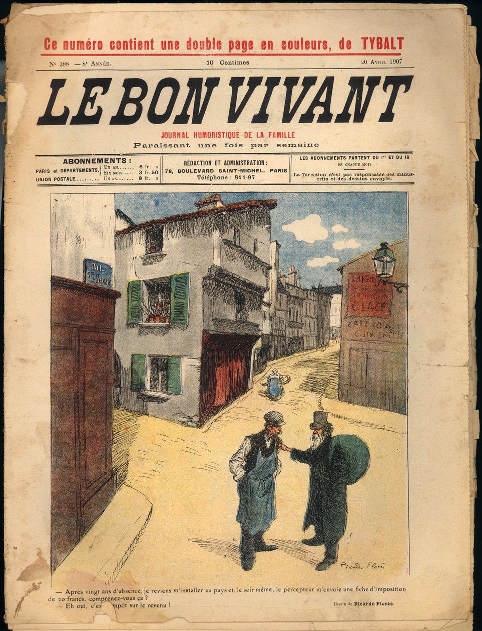 Copertina del giornale "Le Bon Vivant", N° 388, 20 aprile 1907 da Ricardo Flores