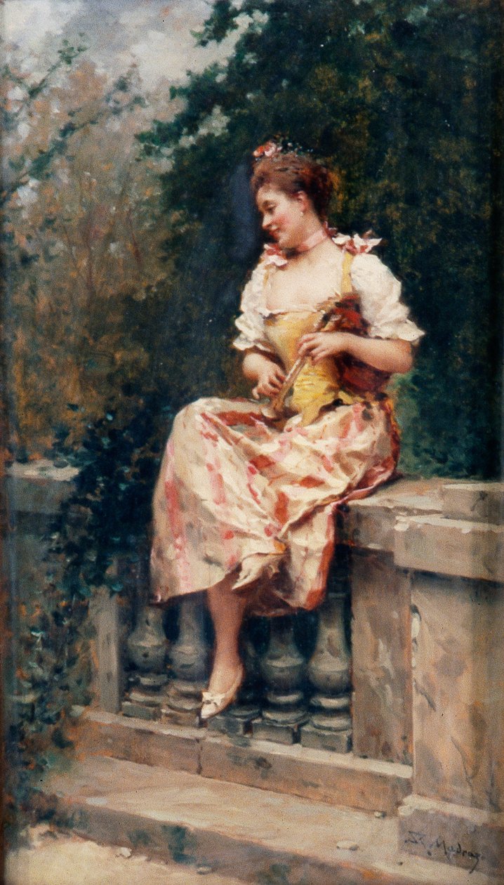 Ragazza con flauto, c.1895 da Ricardo de Madrazo y Garreta