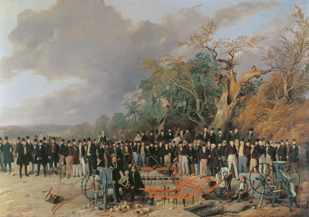 Incontro della Società Reale Agricola Inglese a Bristol, dettaglio di Macchinari e Agricoltori, 1842 da Richard Ansdell